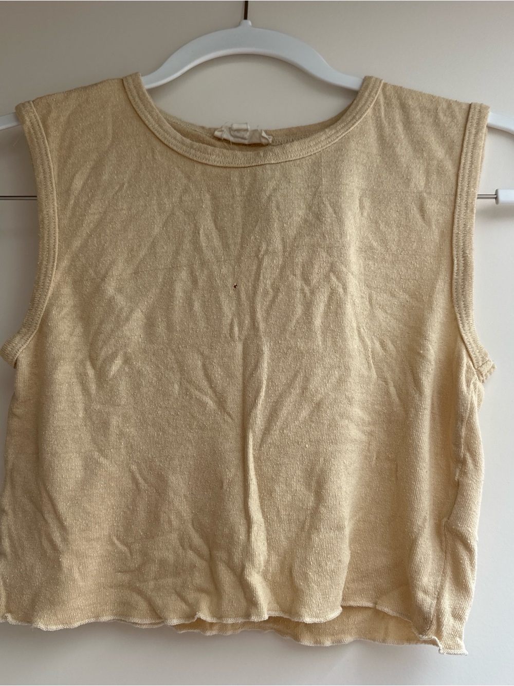 OZMA Sleeveless Crewneck Tank Top in Light Beige